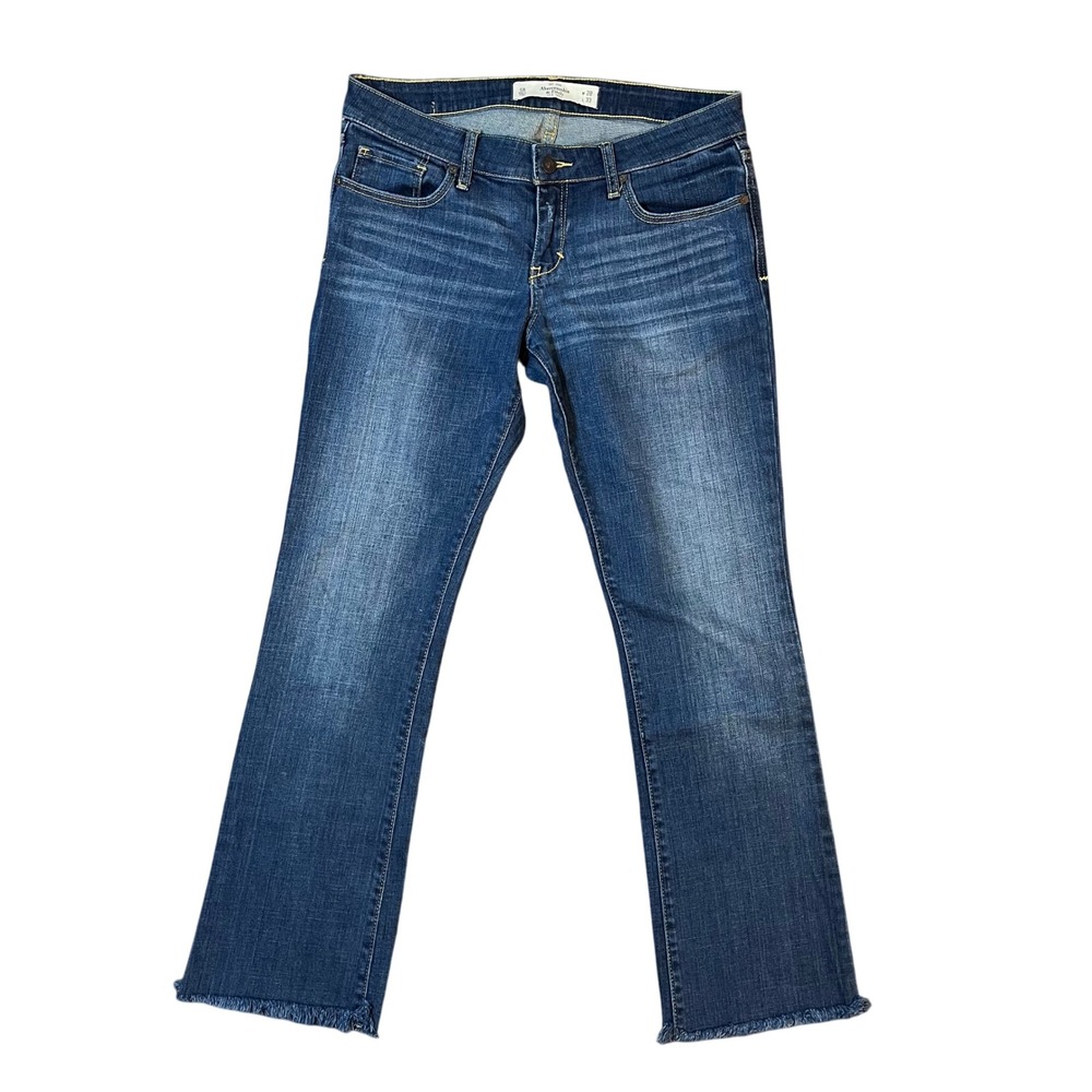 Abercrombie Bootcut Jeans Size 6 Short Waist 28 Blue Medium Denim Frayed Raw Hem